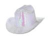 Paljett Cowboy Hatt Iriserende Hvit