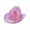 Paljett Cowboy Hatt Iriserende Rosa