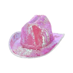 Paljett Cowboy Hatt Iriserende Rosa