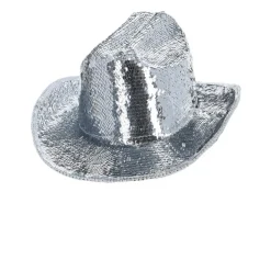 Paljett Cowboy Hatt Sølv
