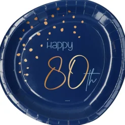 Papptallerkener 80 År Blå True Blue