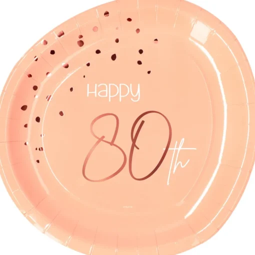 Papptallerkener 80 År Lysrosa Lush Blush