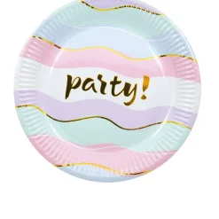 Party Tallerkener Pastell og Gull