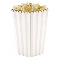 Popcornbegere Stripete Lyserosa og Hvit