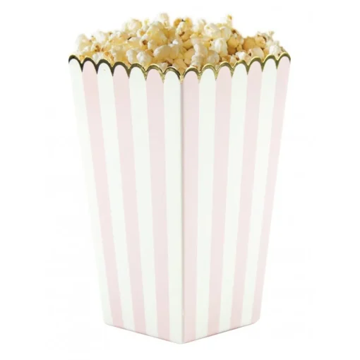 Popcornbegere Stripete Lyserosa og Hvit