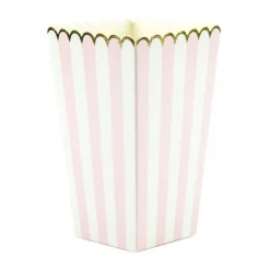 Popcornbegere Stripete Lyserosa og Hvit