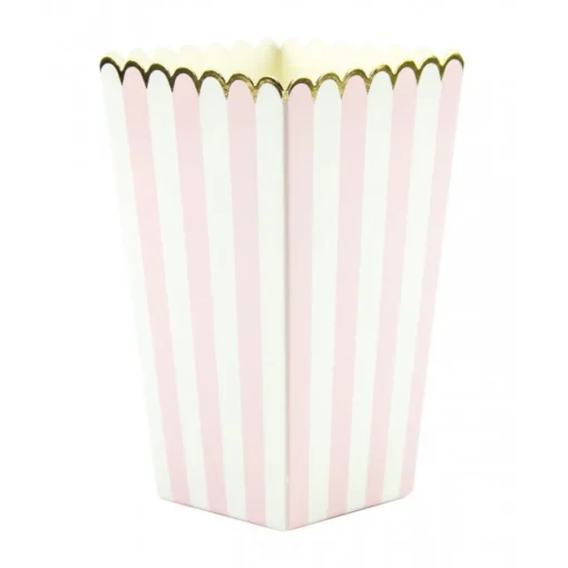 Popcornbegere Stripete Lyserosa og Hvit