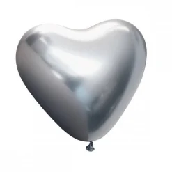 Premium Hjerte Latexballonger Krom Sølv