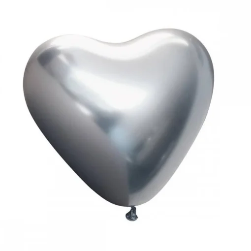 Premium Hjerte Latexballonger Krom Sølv
