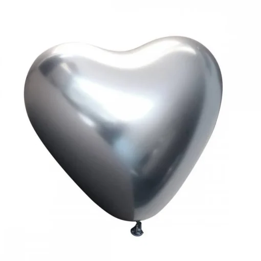 Premium Hjerte Latexballonger Krom Space Grey