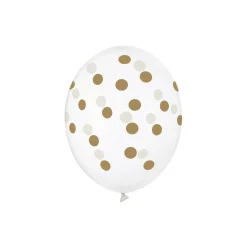 Prikkete Latexballonger Gjennomsiktig og Gull