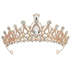 Prinsesse Diamant Tiara Metall Gullrosa