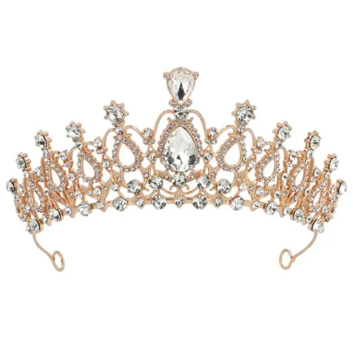 Prinsesse Diamant Tiara Metall Gullrosa