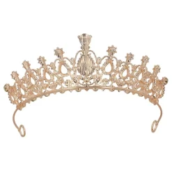 Prinsesse Diamant Tiara Metall Gullrosa