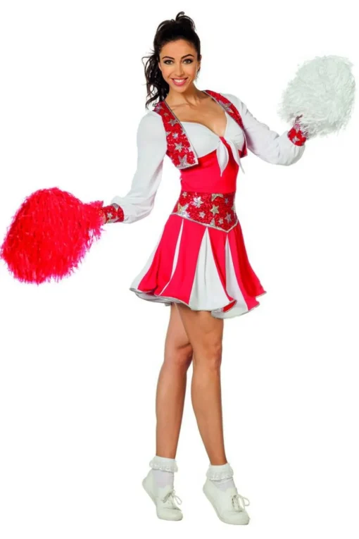 Rød Cheerleader Kostyme