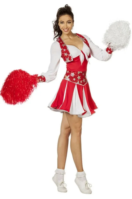 Rød Cheerleader Kostyme