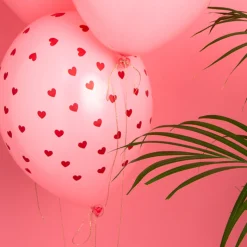 Røde Hjerter Ballonger Lyserosa