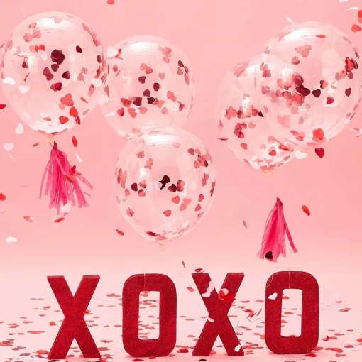 Røde Hjerter Konfetti Ballonger