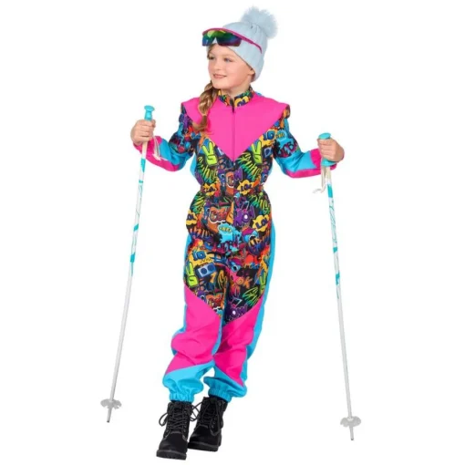 Retro Skidrakt Barnekostyme Rosa