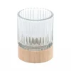 Rillet Telysholder Glass og Tre