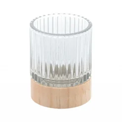 Rillet Telysholder Glass og Tre