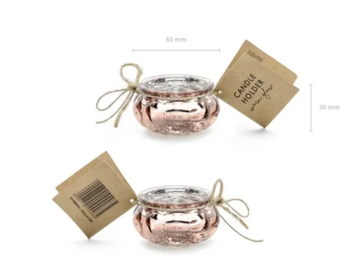 Rund Glass Telysholder Gullrosa