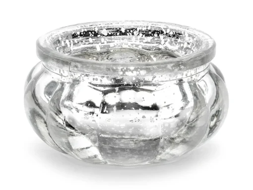 Rund Glass Telysholder Sølv
