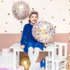 Rund Happy Birthday Blomster Folieballong