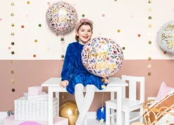 Rund Happy Birthday Blomster Folieballong