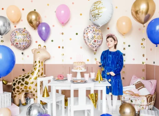 Rund Happy Birthday Blomster Folieballong