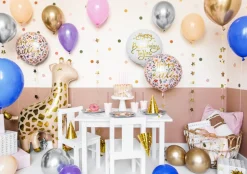 Rund Happy Birthday Folieballong Hvit og Gull