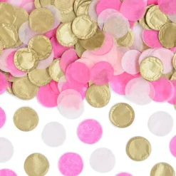 Rund Papirkonfetti Rosa og Gull