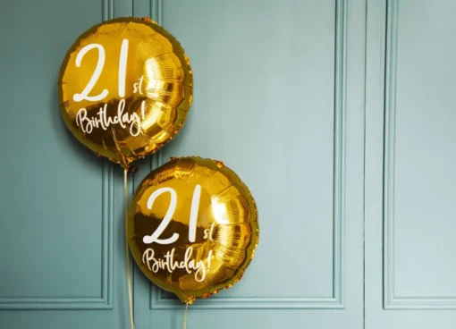 Rund 21st Birthday Folieballong Gull