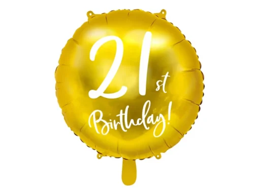 Rund 21st Birthday Folieballong Gull