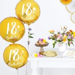 Rund 18th Birthday Folieballong Gull