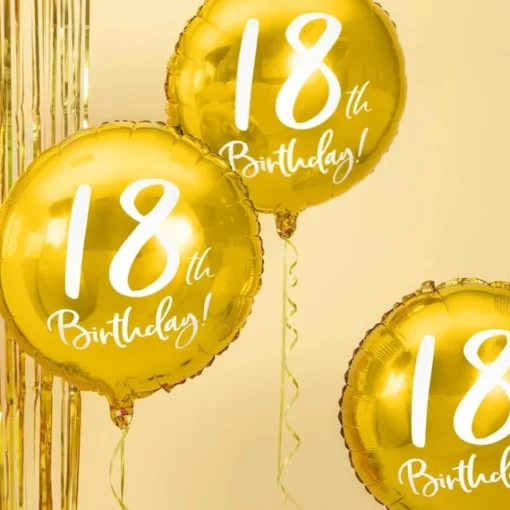 Rund 18th Birthday Folieballong Gull