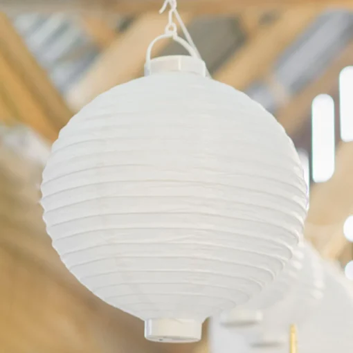 Runde LED Lanterne Papir Hvit