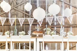 Runde LED Lanterne Papir Hvit
