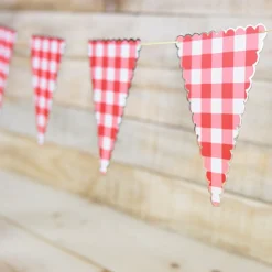 Rutete Piknik Vimpelbanner Rød og Hvit