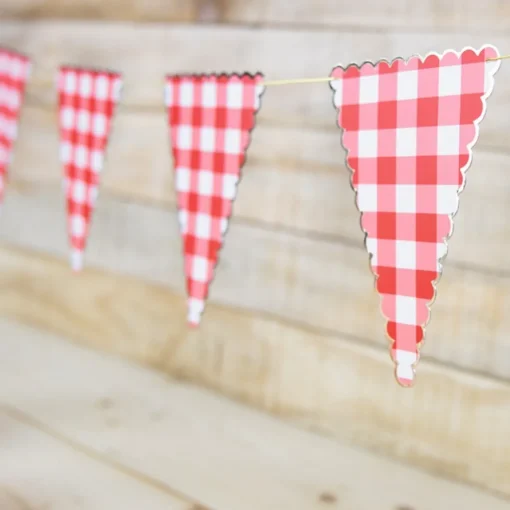 Rutete Piknik Vimpelbanner Rød og Hvit