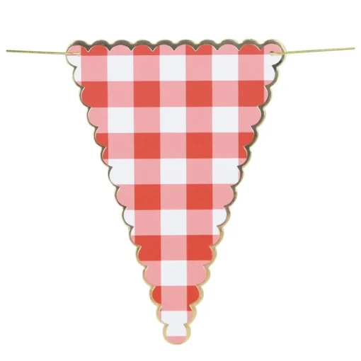 Rutete Piknik Vimpelbanner Rød og Hvit