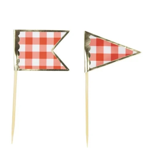 Rutete Piknik Vimpelflagg Kakepinner