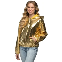 Skinnende Rave Jakke Gull