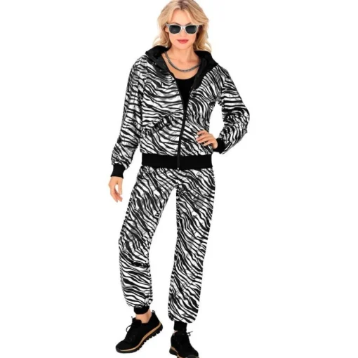 Sølvstripete 80-talls Treningsdress Kostyme