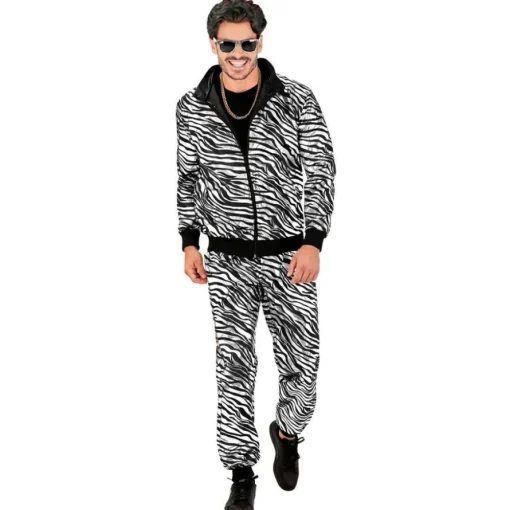 Sølvstripete 80-talls Treningsdress Kostyme