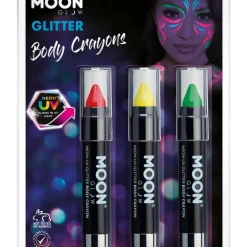 Sminkeblyanter Neon UV Glitter Rød Gul og Grønn