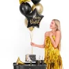 Stjerne Happy Birthday Folieballong Svart