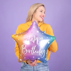 Stjerne Happy Birthday Folieballong Multifarget