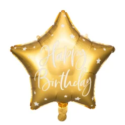 Stjerne Happy Birthday Folieballong Gull