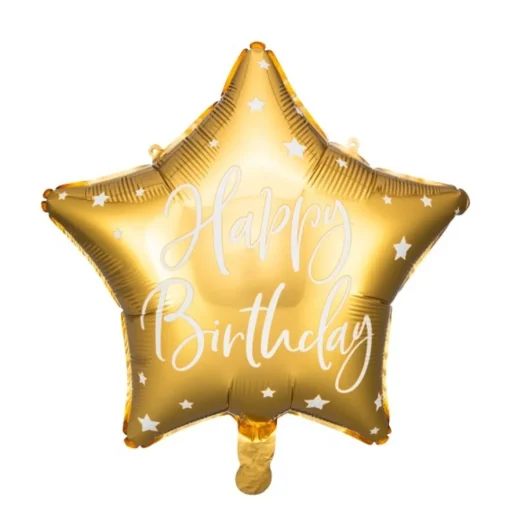 Stjerne Happy Birthday Folieballong Gull